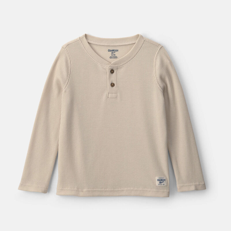 Toddler Boy Thermal Long-Sleeve Henley T-Shirt - Tan