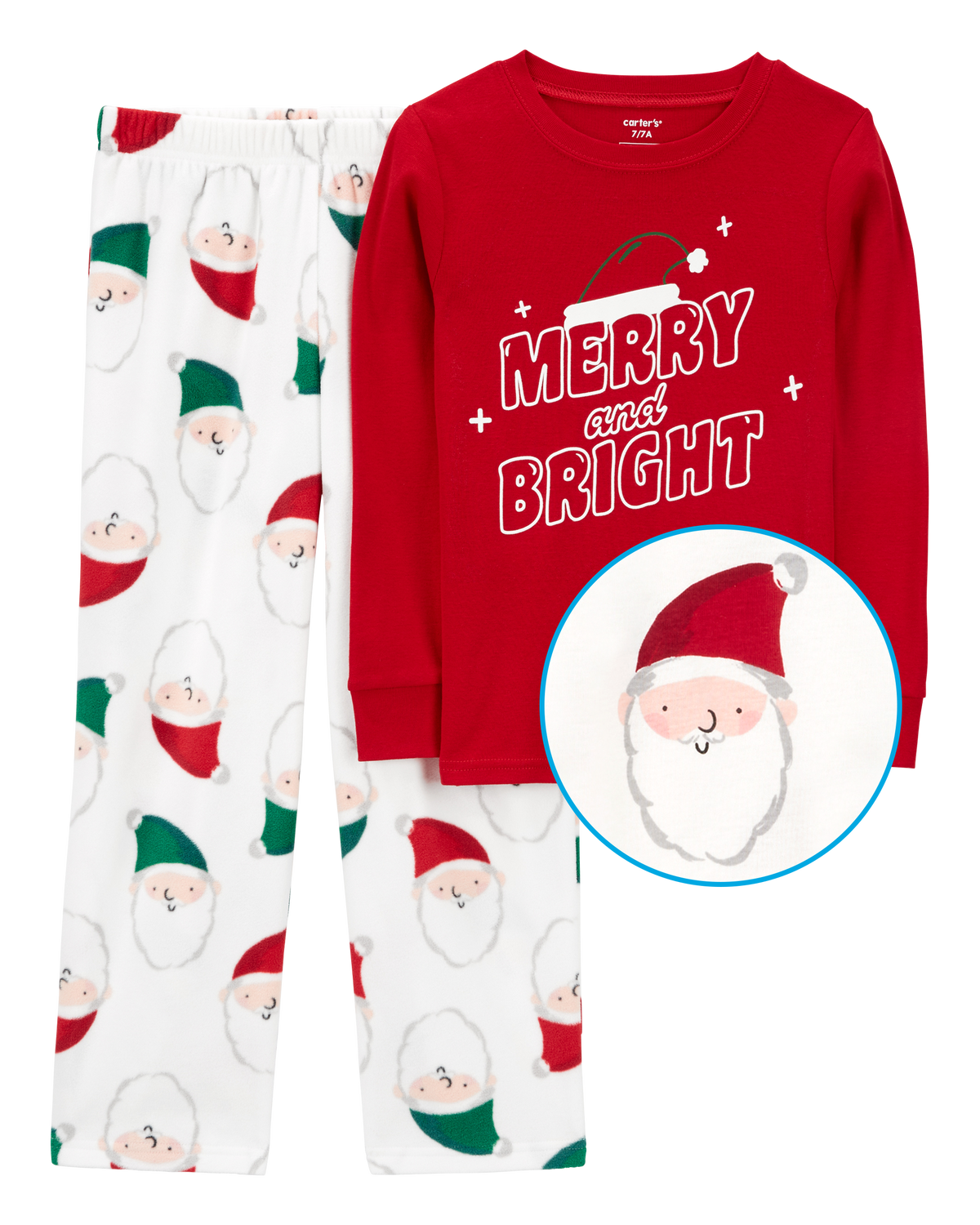 Kid 2-Piece Santa Fleece & Cotton Pajamas - Carter's | Carter's
