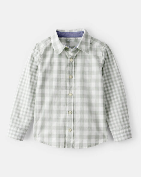 Toddler Boy Long-Sleeve Plaid Button Down Shirt - Green