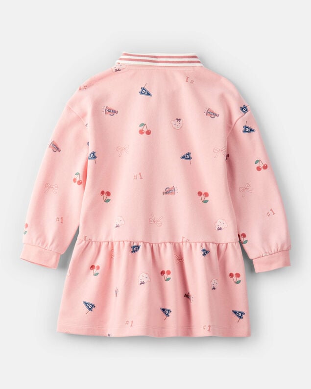 Product image 2 of Toddler Girl Art Print Collared Long-Sleeve Dress - Pink