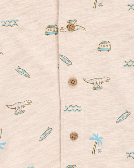  Product image 2 of Toddler Beach Print Knit Short-Sleeve Fashion Top - Khaki