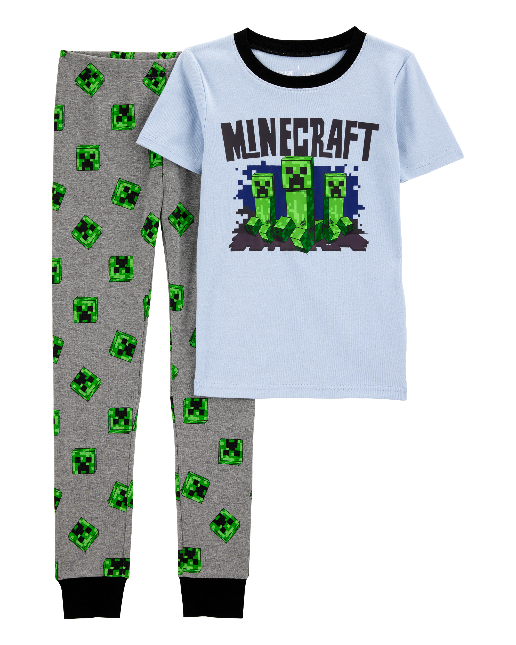 Kid Minecraft Snug Fit Cotton 2-Piece Pajamas - Blue