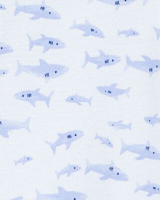Product image 2 of Toddler 1-Piece Shark 100% Snug Fit Cotton Footie Pajamas - White/Blue