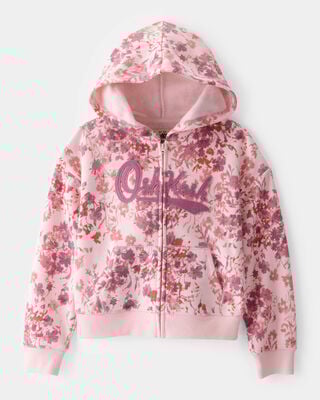 Product image 1 of Kid Floral OshKosh Fleece Logo Zip Jacket - Pink