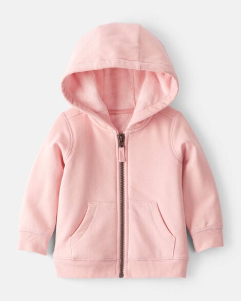baby girl daydream fleece long-sleeve hooded zip-up jacket - pink