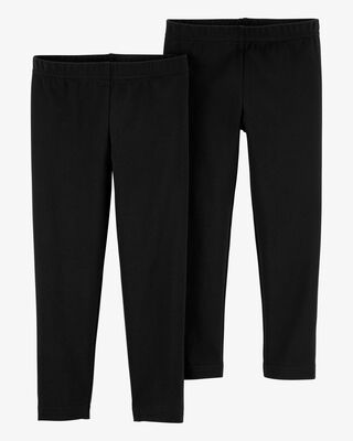 Product image 1 of Baby 2-Pack Black Cotton Stretch Leggings