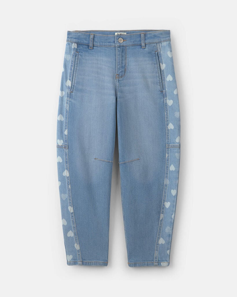 OshKosh B'gosh Girls Heart Valentine's Day Barrel Jeans - Light Wash 10 Light Wash