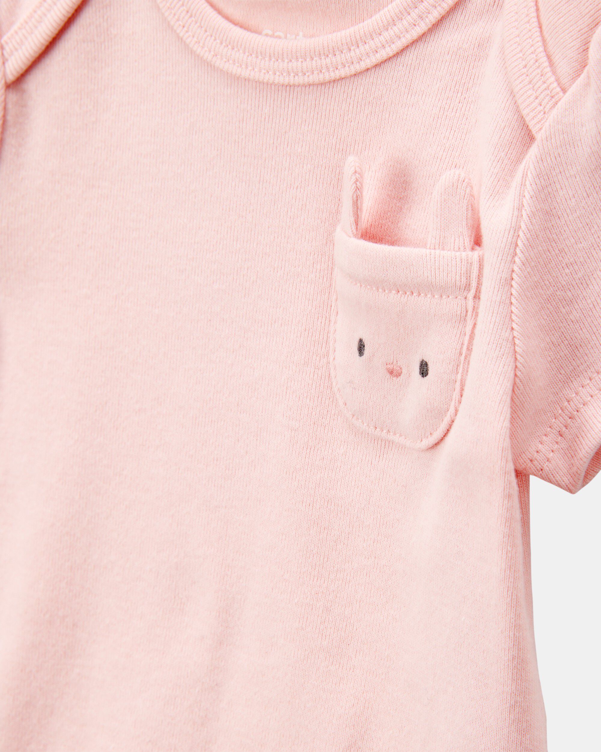 Baby Girl 5-Pack Floral Bunny Short-Sleeve Cotton Bodysuits - Pink