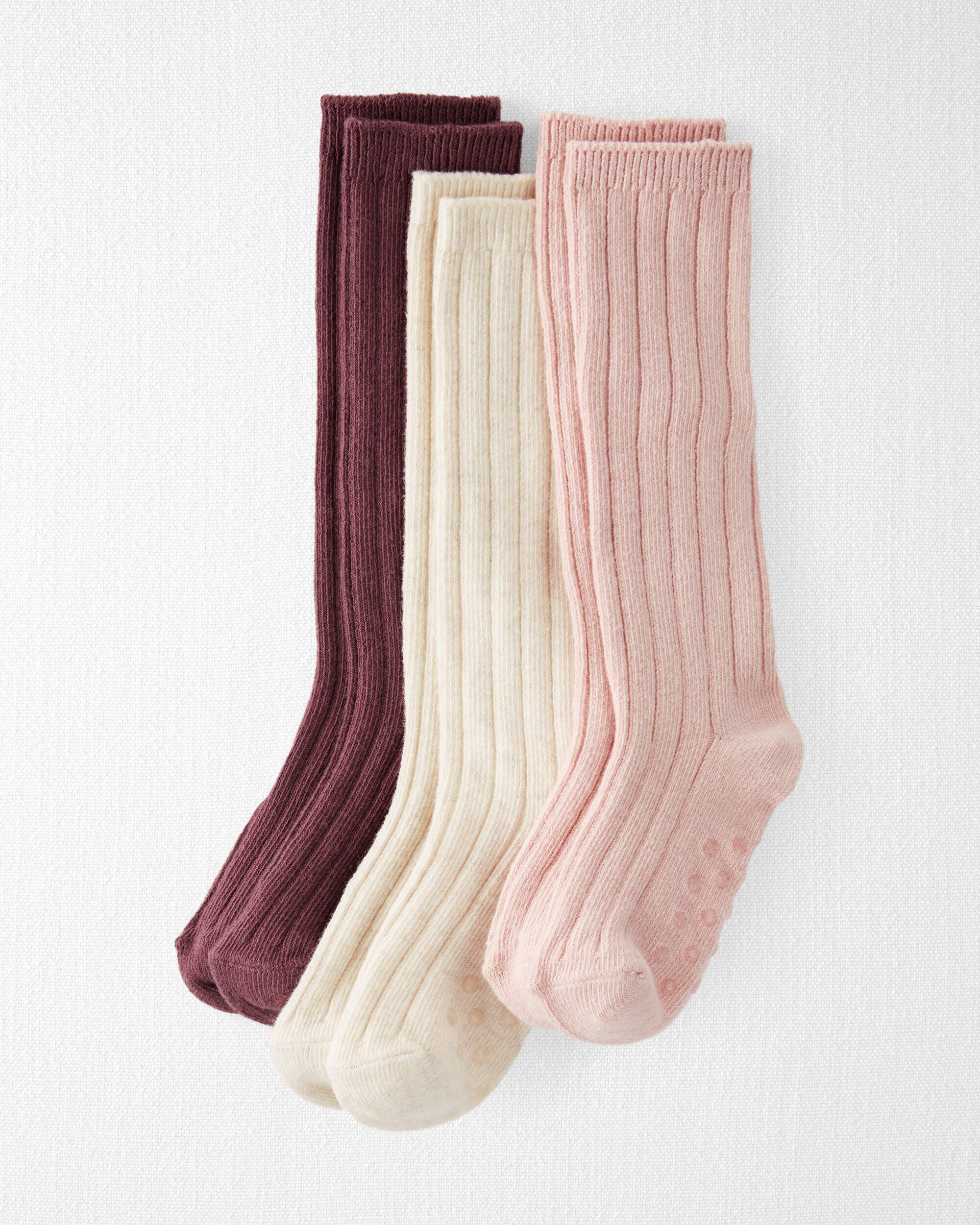 Toddler 3 Pack Knee High Slip Resistant Socks