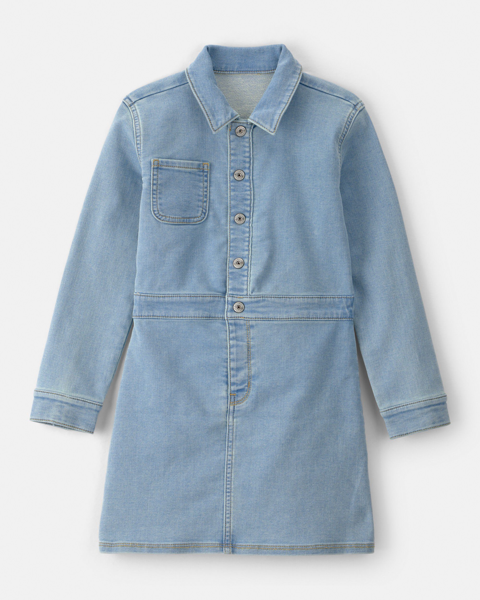 OshKosh Bgosh Girls Button-Front Long-Sleeve Denim Dress 10 Blue 14$
