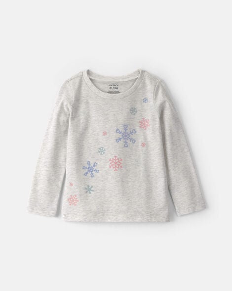 toddler girl snowflake long-sleeve graphic tee - grey