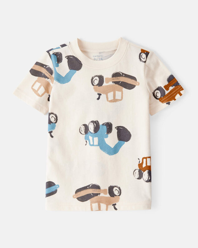 Product image 1 of Toddler Boy Construction Print Short-Sleeve Tee - Cream
