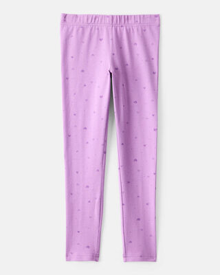 Product image 2 of Girls Heart Print Cotton Pull-On Stretch Leggings - Purple