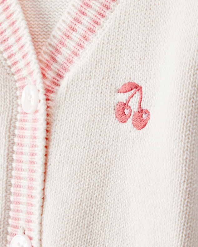 Product image 2 of Baby Girl Cherry Cotton Long-Sleeve Sweater - White