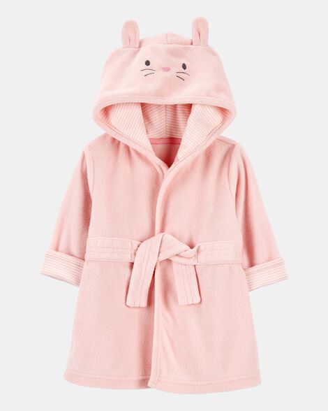baby bunny hooded terry robe - pink