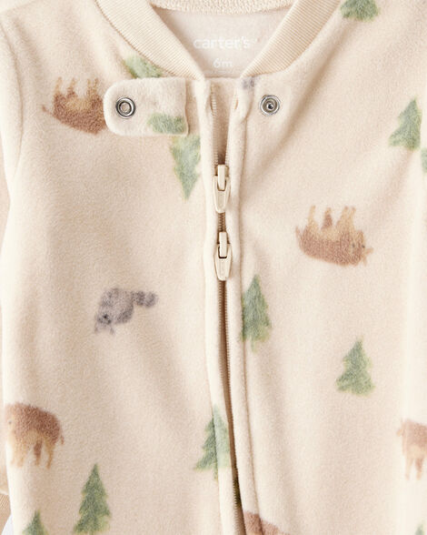 Product image 2 of Baby Boy Buffalo Print Loose Fit Long-Sleeve Sleep & Play Pajamas - Brown