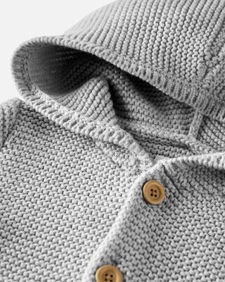Product image 2 of Toddler Organic Signature Stitch Cardigan in Gray