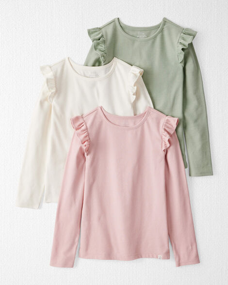 Product image 1 of Girls 3-Pack Organic Cotton Ribbed Tees