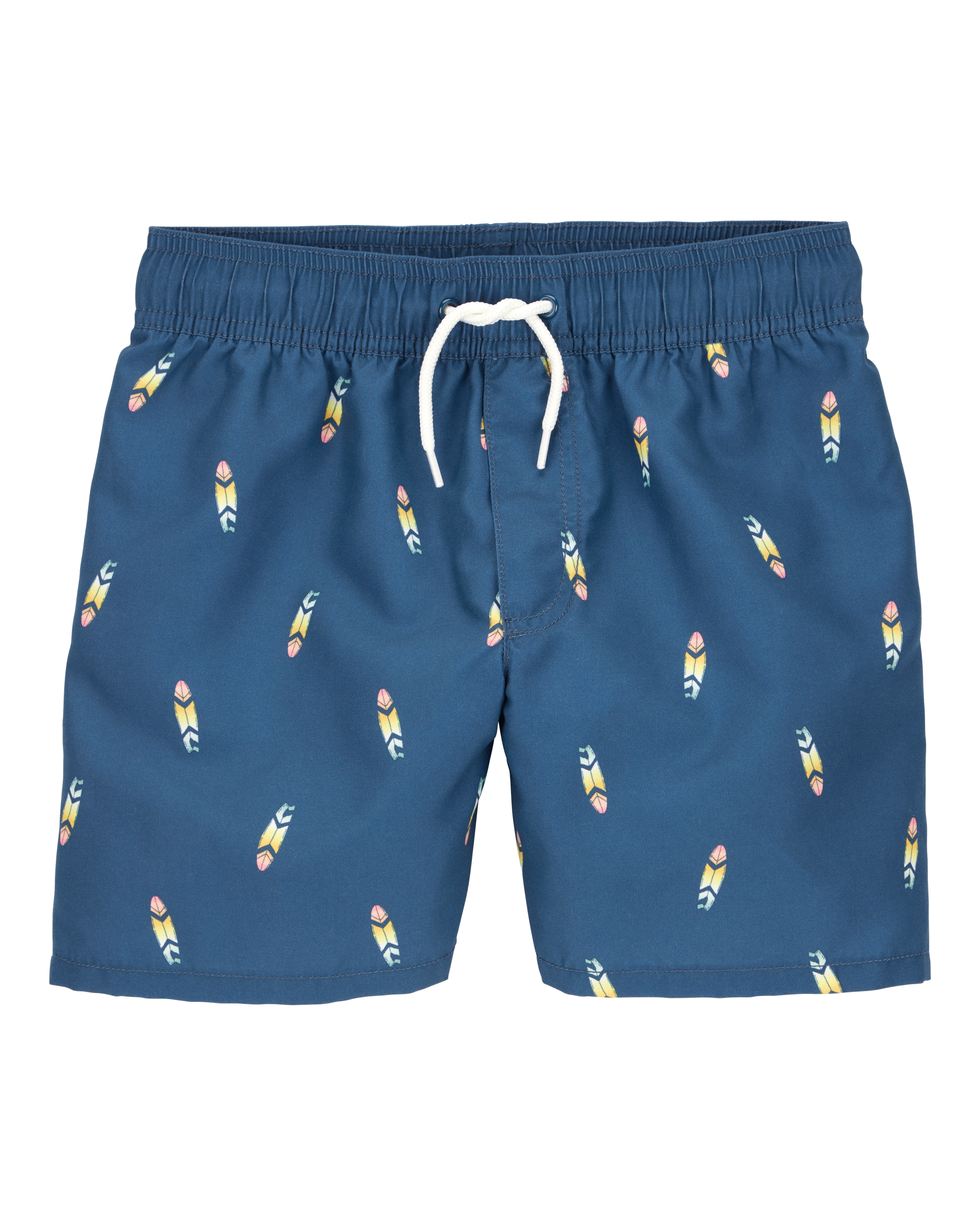 Boys Surfboard-Print Pull-On Swim Trunks