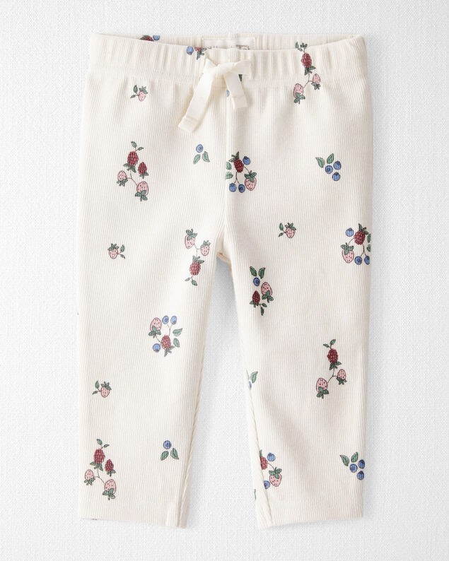 Product image 1 of Baby Girl Organic Cotton Ribbed Knit Pants in Berry Blossom Print