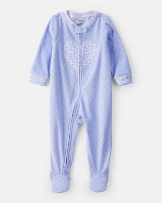 Baby Girl Deer & Floral Print PurelySoft Long-Sleeve 2-Way Zip 1-Piece Pajamas - Pink
