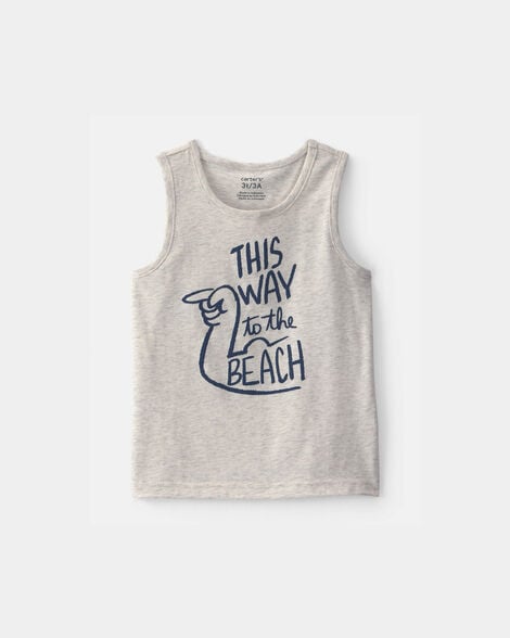 toddler boy 'this way to the beach' graphic tank - grey