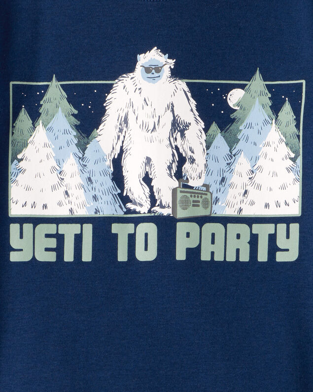 Product image 2 of Boys Yeti Print 100% Cotton Long-Sleeve Snug Fit 4-Piece Pajamas - Green/Navy
