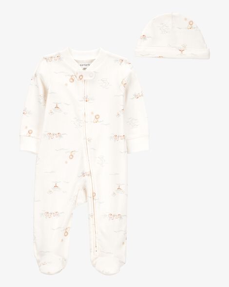 Baby 2-Piece 2-Way Zip Sleep & Play & Cap Set