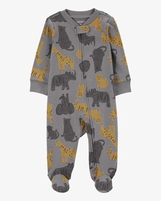 Product image 1 of Baby Safari Animal 2-Way Zip Sleep & Play Pajamas