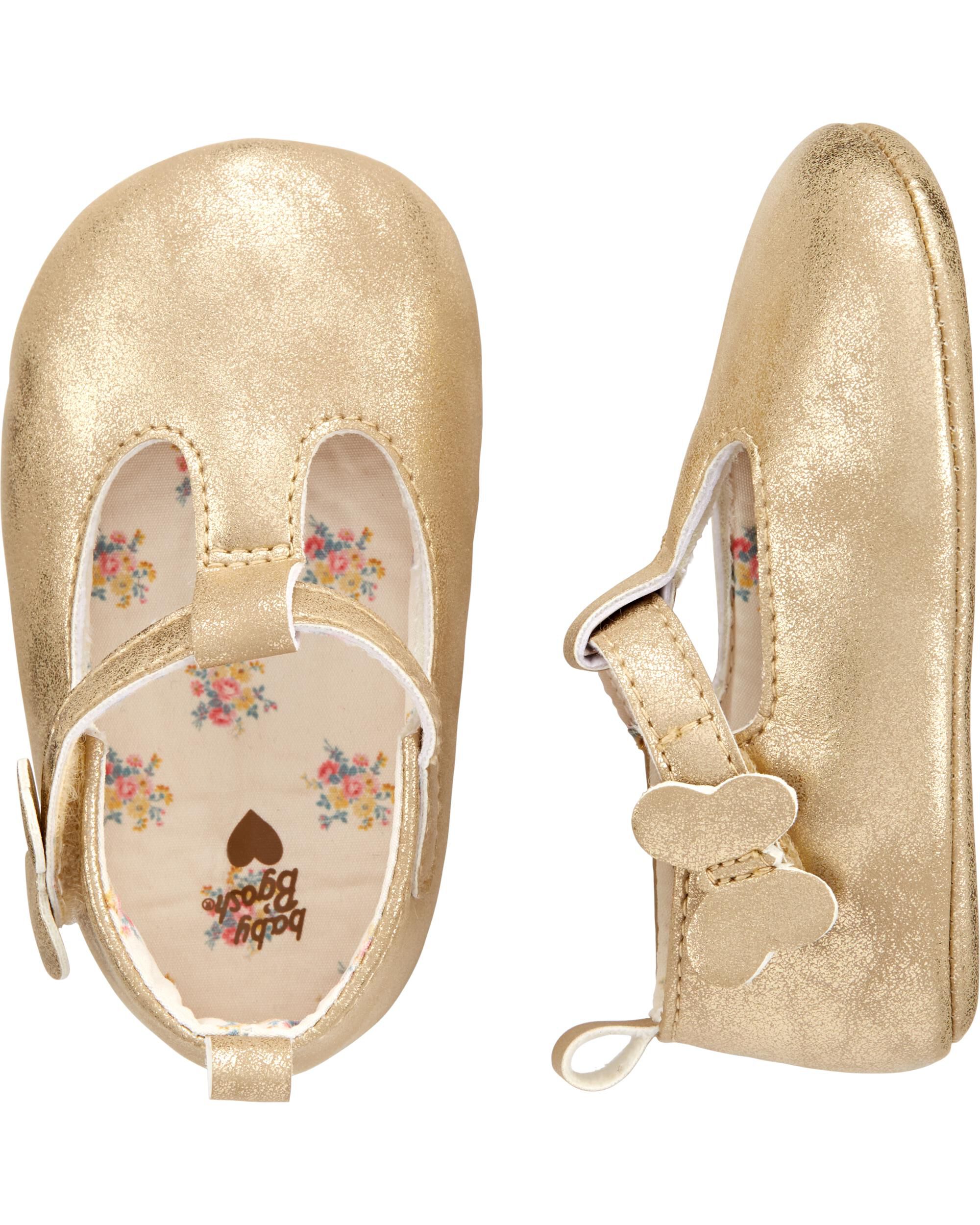 gold mary jane baby shoes