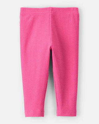 Product image 2 of Baby Girl Cotton Solid Stretch Leggings - Pink