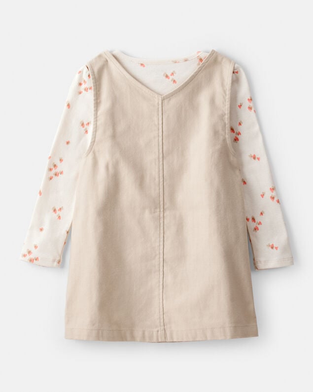 Product image 2 of Toddler Girl 2-Piece Heart Print Cotton Long-Sleeve Dress - Brown