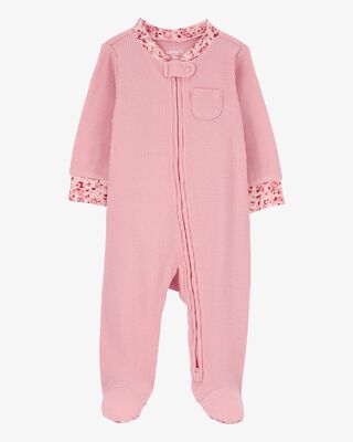 Product image 1 of Baby Floral 2-Way Zip Thermal Textured Sleep & Play Pajamas