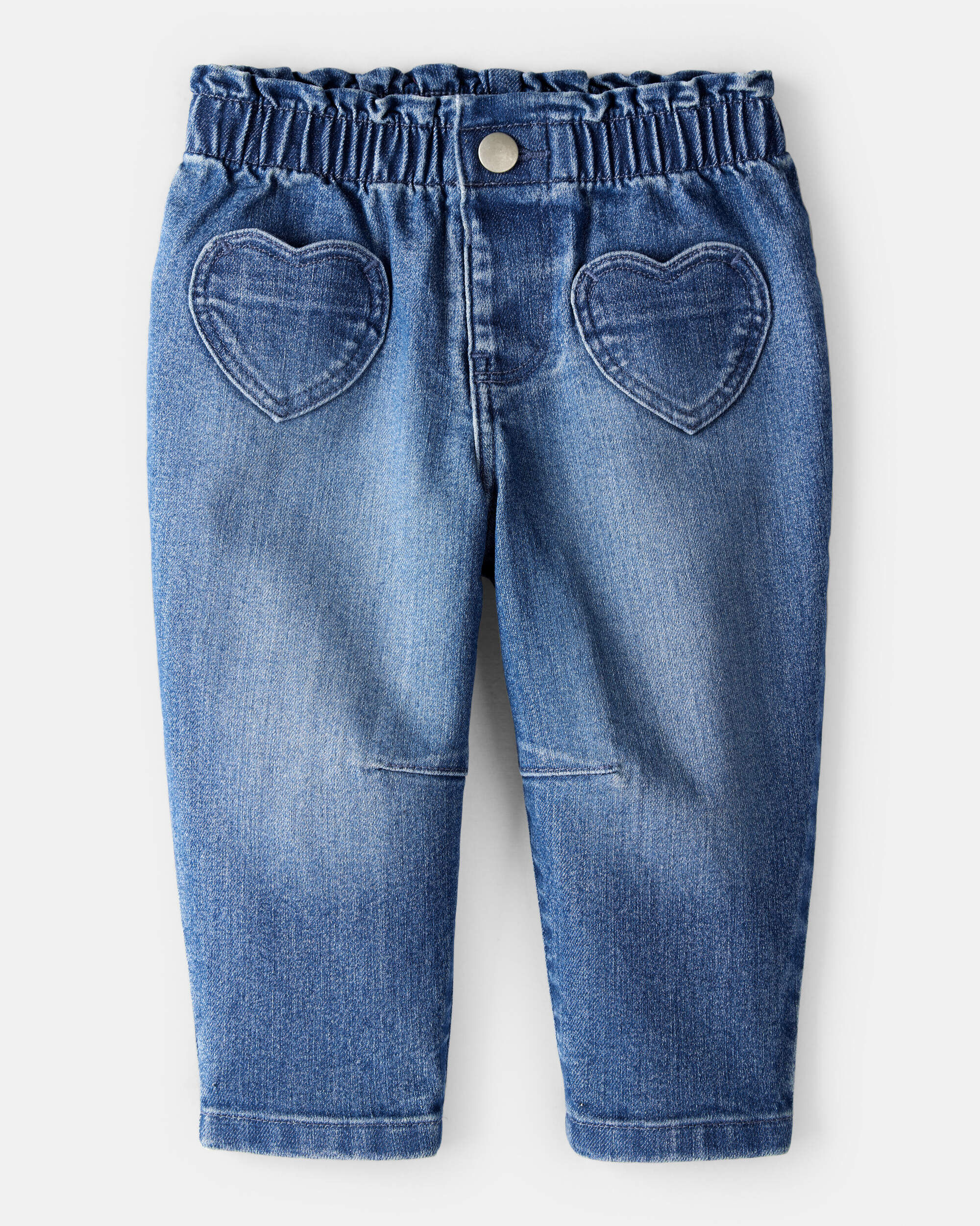 Baby Girl Denim Cotton Long-Sleeve Jumpsuit - Smokey Wash
