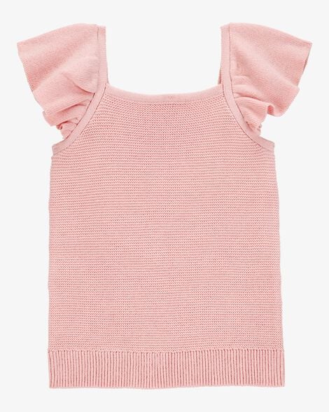 Product image 3 of Baby 2-Piece Flutter-Sleeve Rib Tank & Butterfly Ruffle Skort Set - Pink/Ivory