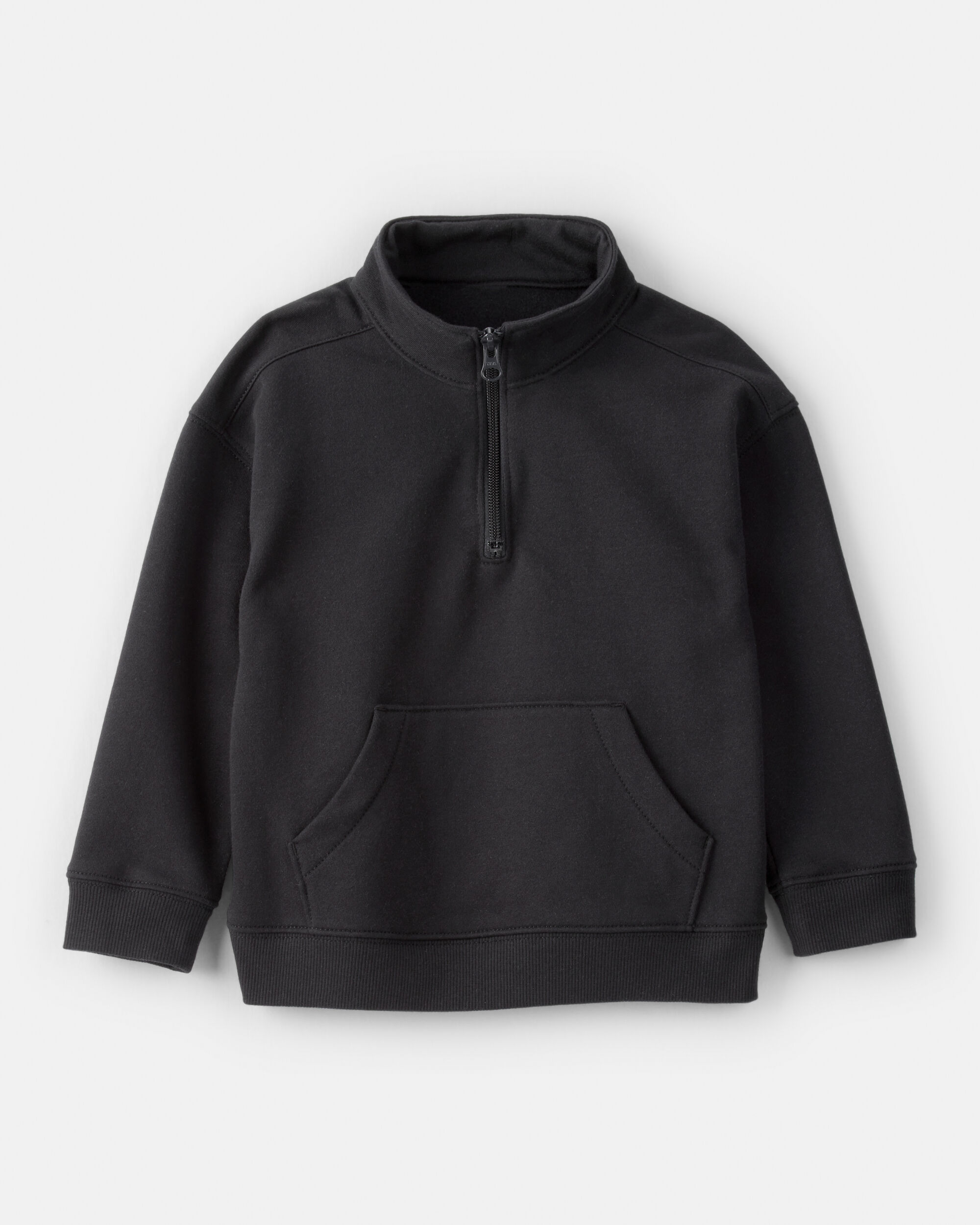 Toddler Boy Solid Fleece Quarter Zip Sweatshirt - Black