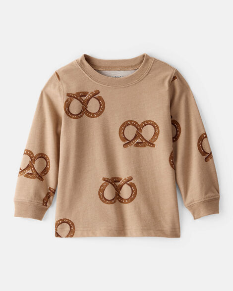 baby boy pretzel print long-sleeve tee - brown