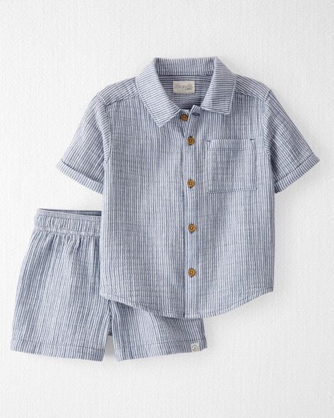 toddler boy 2-piece organic cotton gauze top & short set