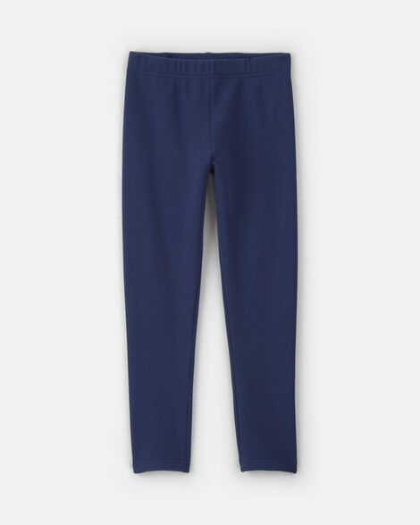 girls fleece pull-on stretch leggings - navy blue
