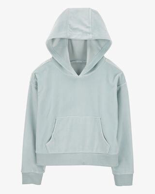 Product image 1 of Kid Cropped Velour Hoodie - Blue