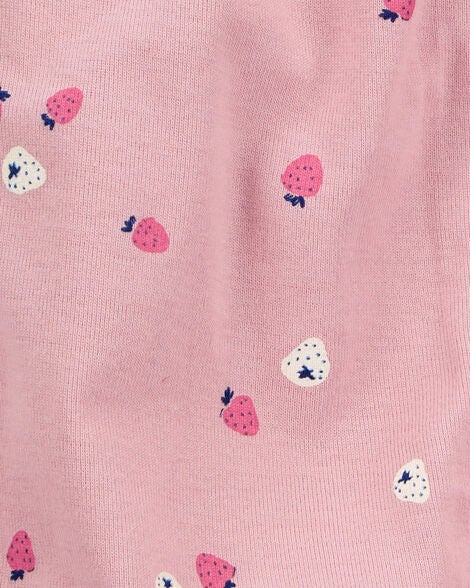  Product image 2 of Baby Strawberry Print Ribbed Short-Sleeve Romper - Pink
