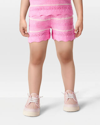 Product image 2 of Toddler Striped Crotchet Knit Shorts - Pink