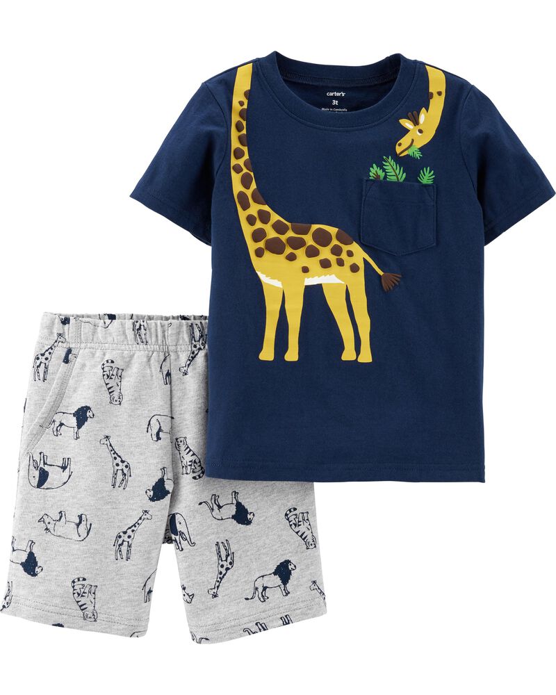 2-Piece Giraffe Tee & Animal Short Set | carters.com