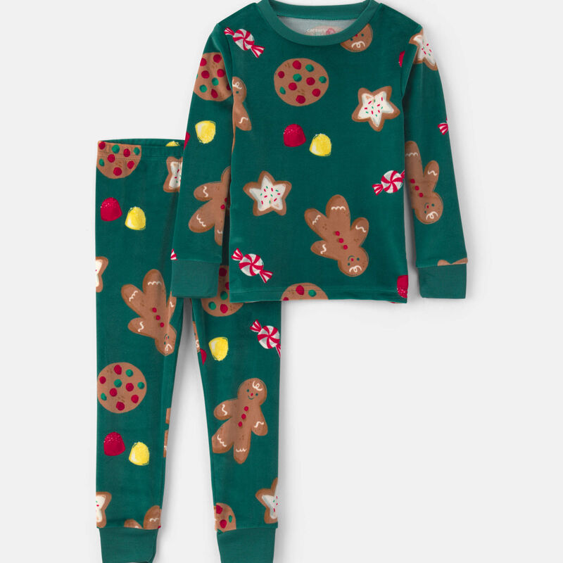 Baby 2-Piece Christmas Gingerbread DreamPlush Snug Fit Pajama Set - Green