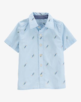 Product image 1 of Toddler Toucan Print Short-Sleeve Button-Front Shirt - Blue