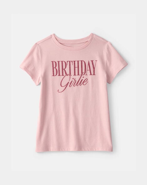 girls 'birthday girlie' graphic tee - pink