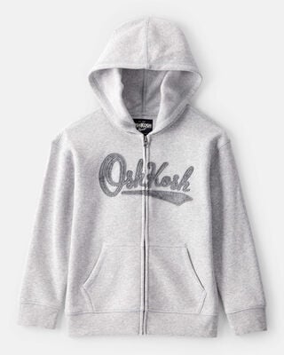 Product image 1 of Boys OshKosh Fleece Logo Zip Jacket - Grey