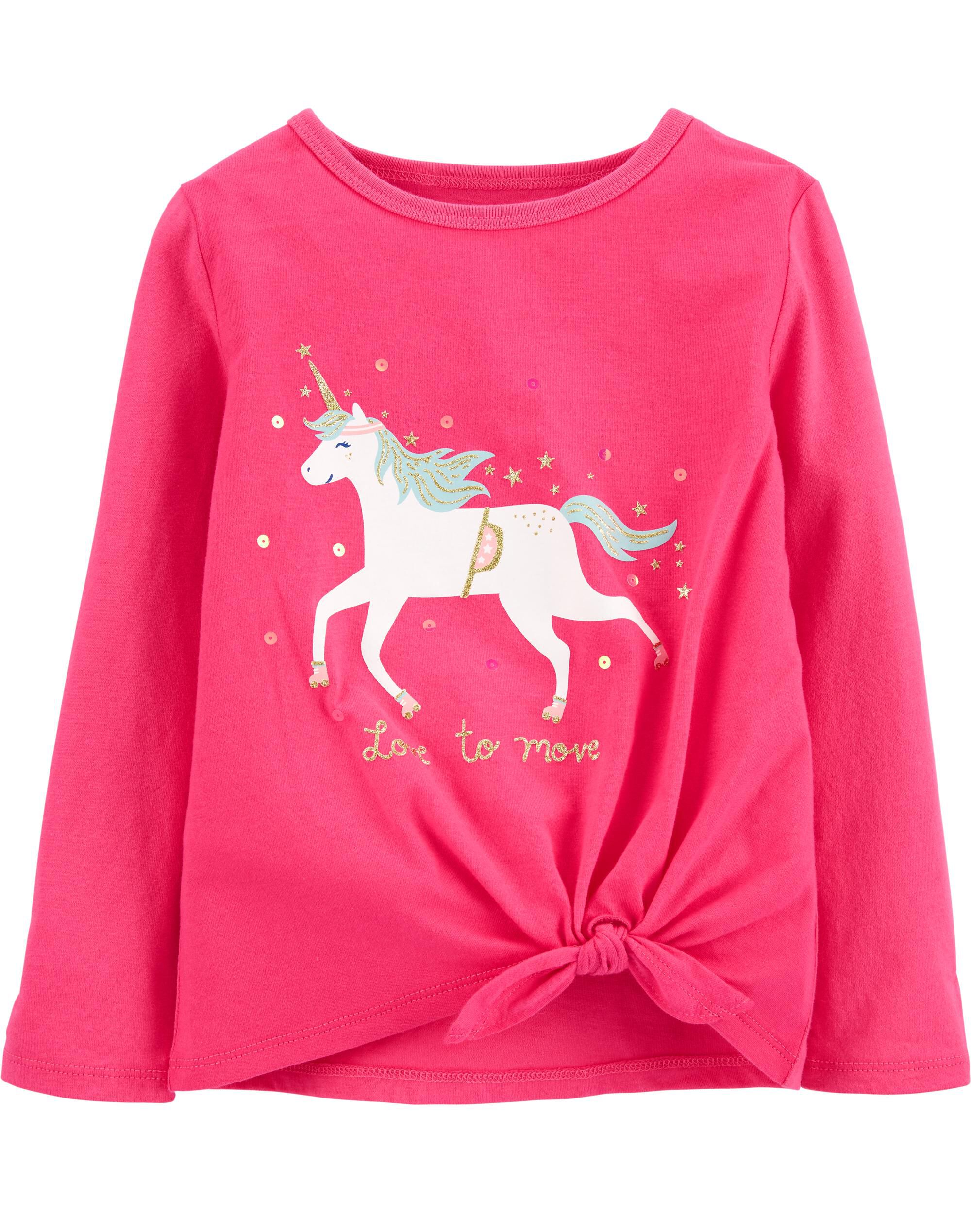*DOORBUSTER* Glitter Unicorn Tie-Front Jersey Tee