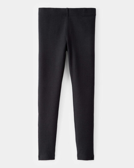 Product image 2 of Kid Solid Cotton Ribbed Stretch Leggings - Black