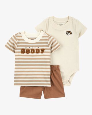 Product image 1 of Baby 3-Piece Striped Outfit Set - Brown